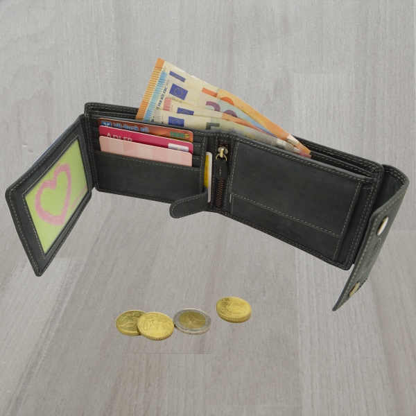 German Design Vollleder Herrenbörse Wild mit Hosenkette und Druckverschluss